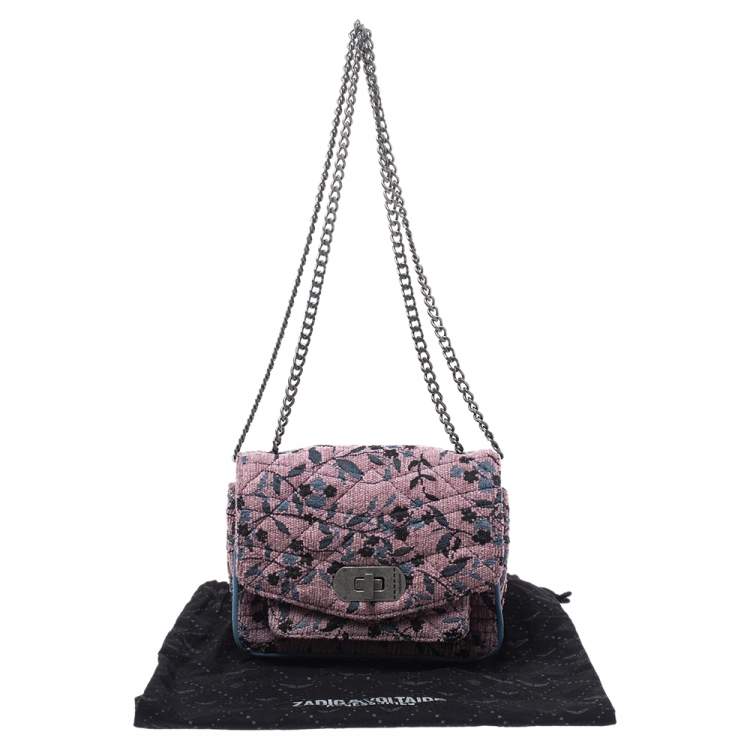 Pre Owned Zadig and Voltaire Pink/Blue Fabric and Leather Shoulder Bag