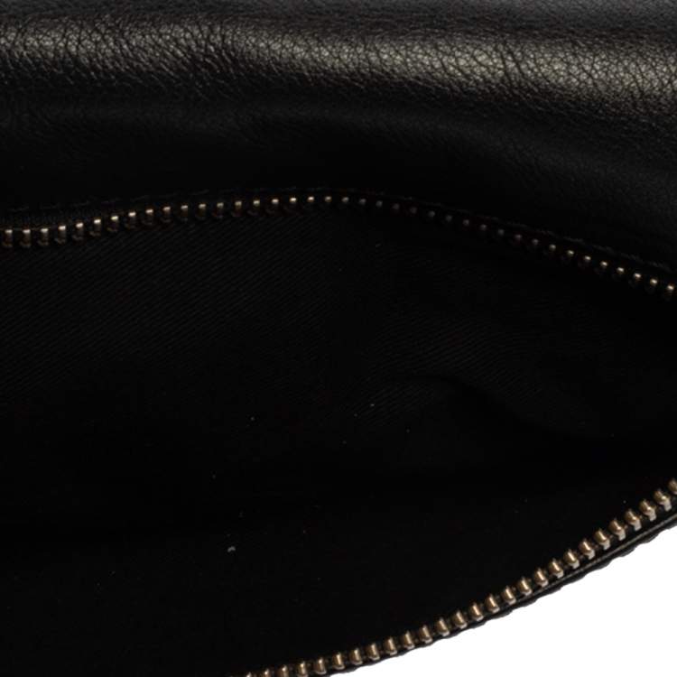 Pre Owned Zadig & Voltaire Black Leather Rock Foldover Crossbody Bag