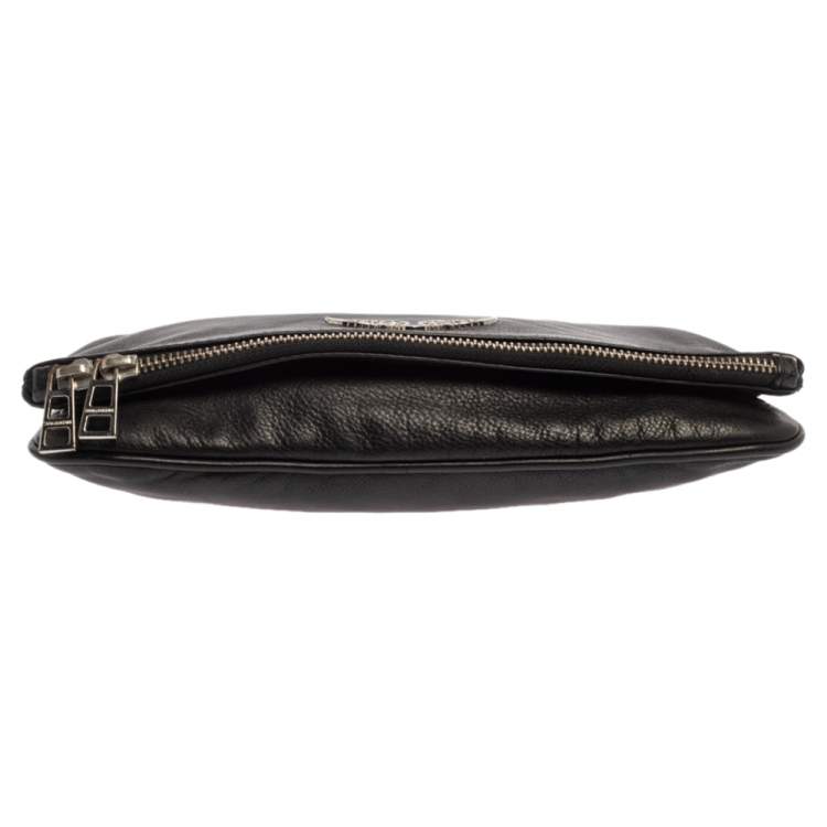 Pre Owned Zadig & Voltaire Black Leather Rock Foldover Crossbody Bag