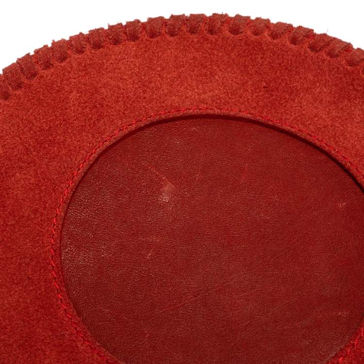 Pre Owned Zadig & Voltaire Camine Red Suede Bamboo Hippie Crossbody Bag 