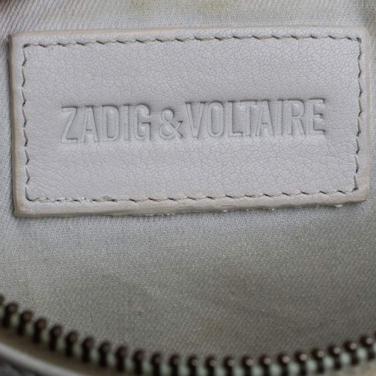 Pre Owned Zadig and Voltaire White Leather Rocky Foldover Shoulder Bag
