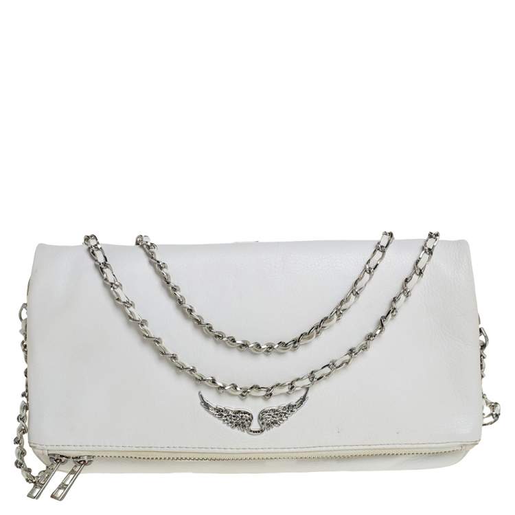 Zadig and Voltaire White Leather Rocky Foldover Shoulder Bag Zadig and  Voltaire
