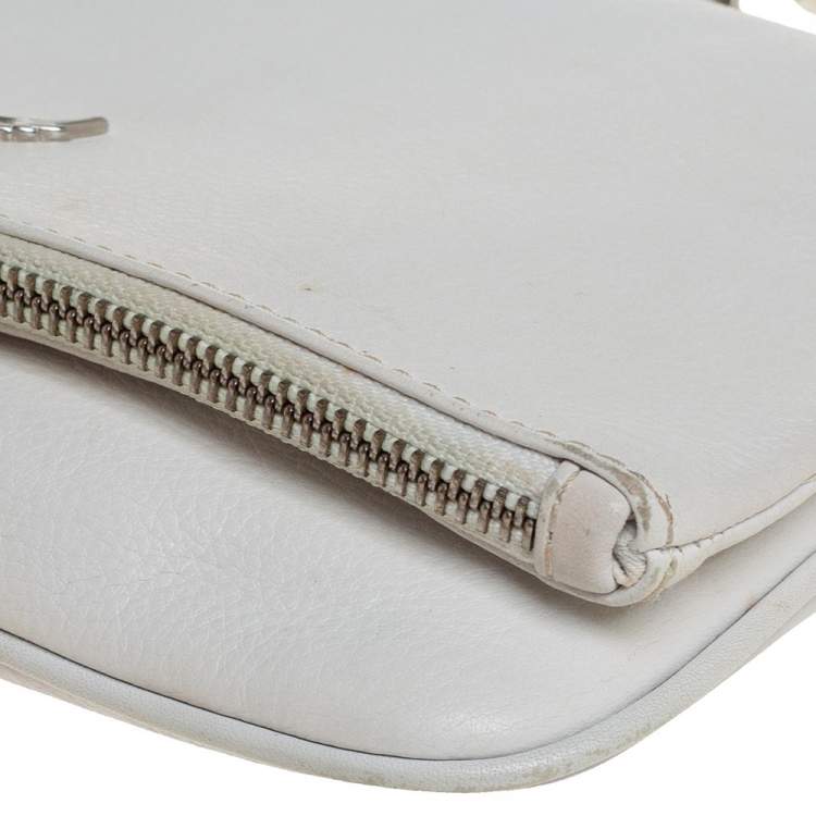 Pre Owned Zadig and Voltaire White Leather Rocky Foldover Shoulder Bag