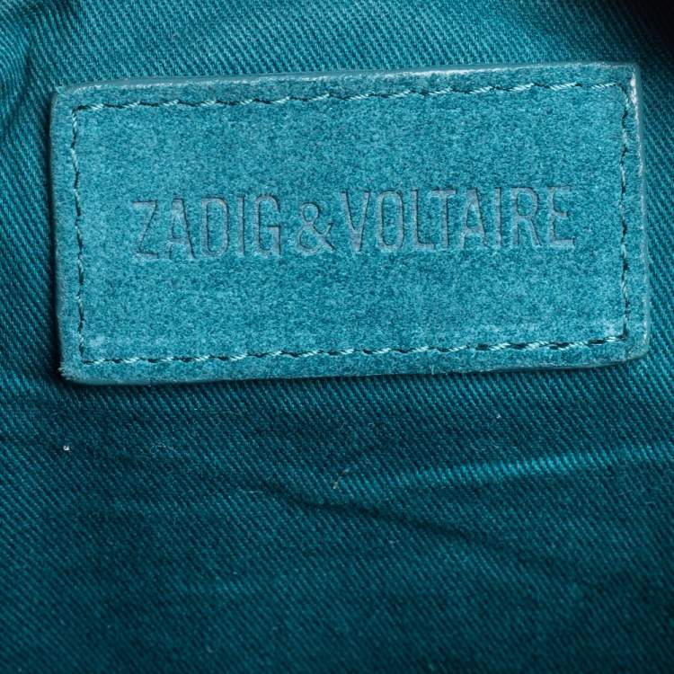 Pre Owned Zadig and Voltaire Teal Blue Suede Rocky Foldover Shoulder Bag