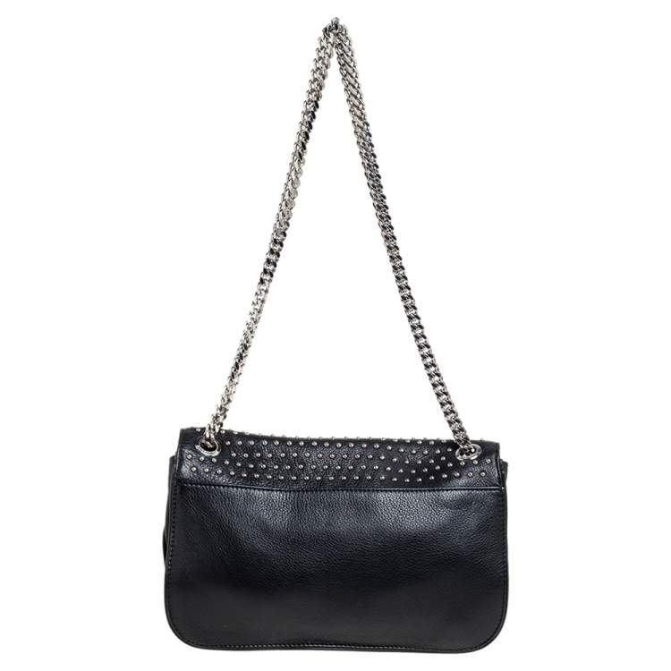 Pre Owned Zadig & Voltaire Black Leather Studded Crossbody Bag