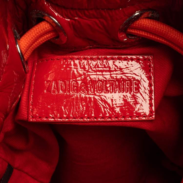 Pre Owned Zadig and Voltaire Red Patent Leather Ring Handle Clutch 