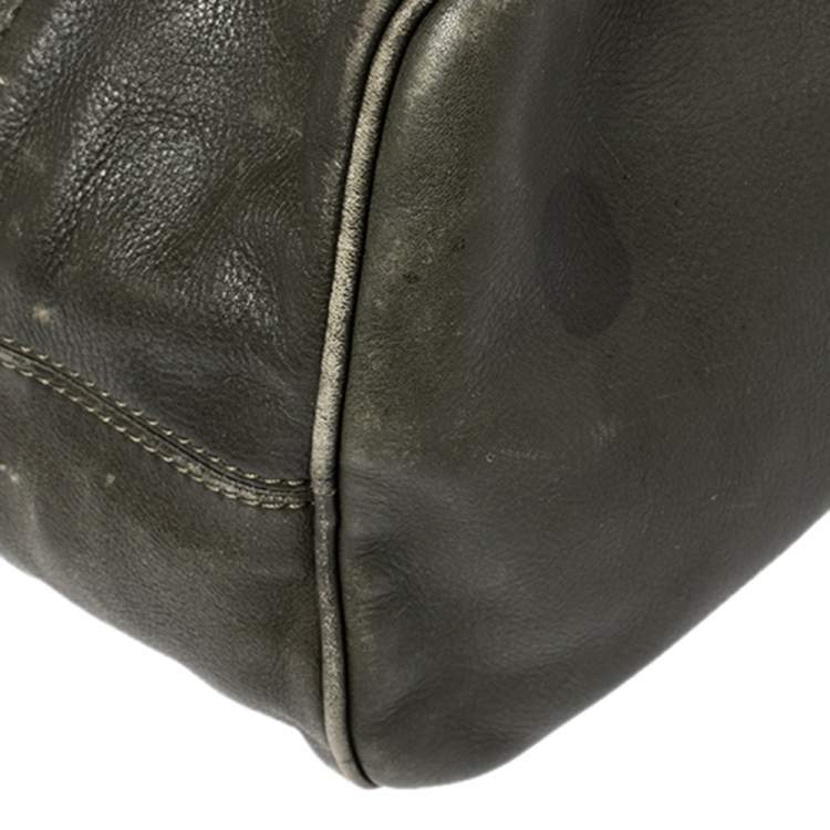 Pre Owned Zadig & Voltaire Dark Green Leather Sunny Boston Bag