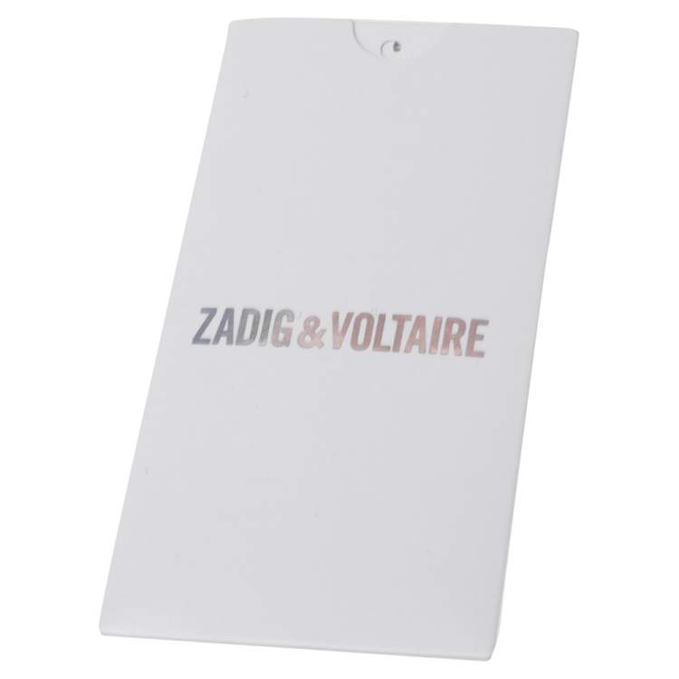 Pre Owned Zadig and Voltaire Grey Leather Skull Studded Wristlet Pouch