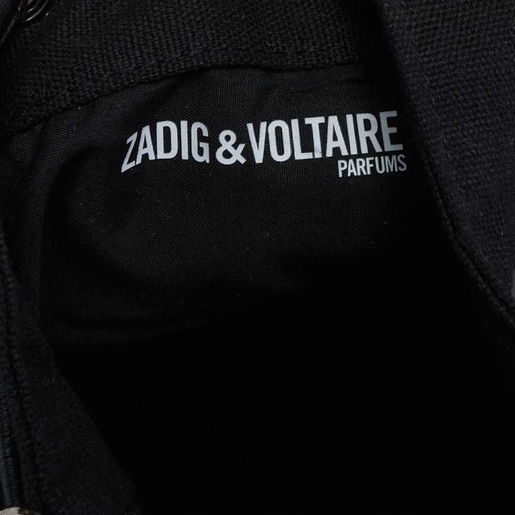 Pre Owned Zadig and Voltaire Black Canvas And Embossed Leather Bucket Bag