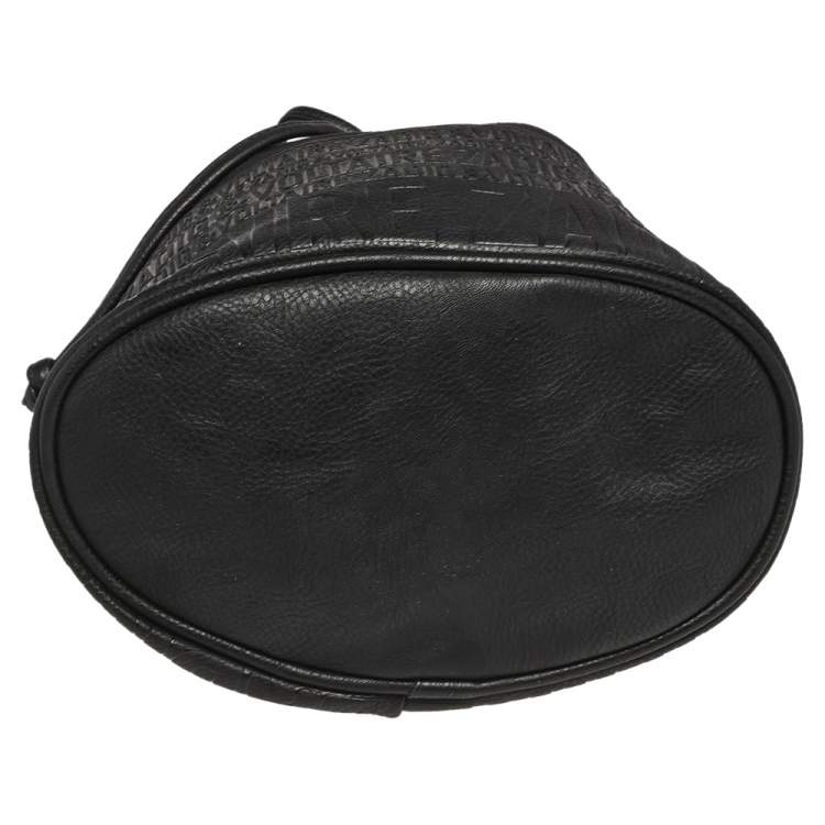 Pre Owned Zadig and Voltaire Black Canvas And Embossed Leather Bucket Bag