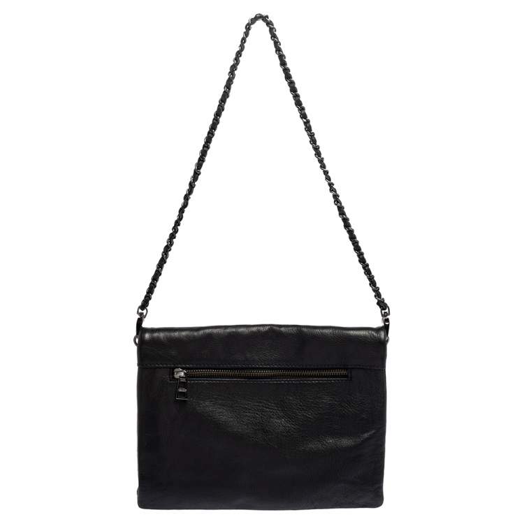 Pre Owned Zadig and Voltaire Black Leather Skeleton And Guitar Crossbody Bag