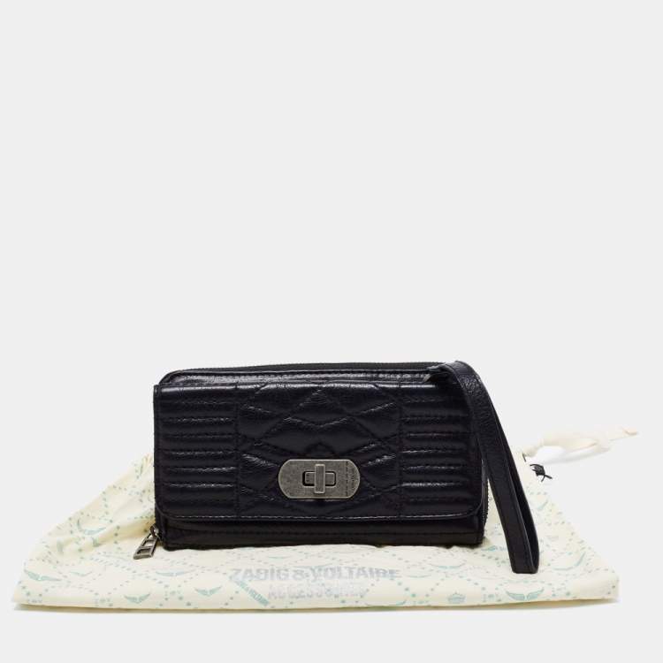 Pre Owned Zadig and Voltaire Black Quilted Leather Continental Wallet