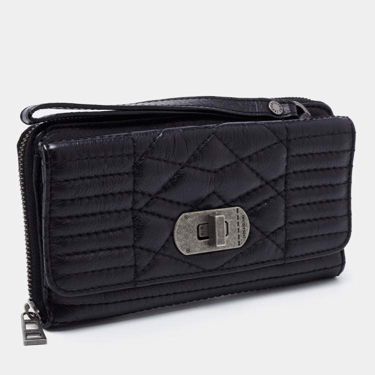 Pre Owned Zadig and Voltaire Black Quilted Leather Continental Wallet