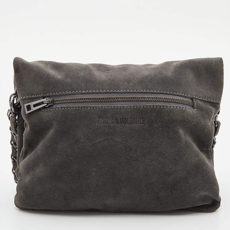 Pre Owned Zadig & Voltaire Grey Suede  Rock Crossbody Bag 