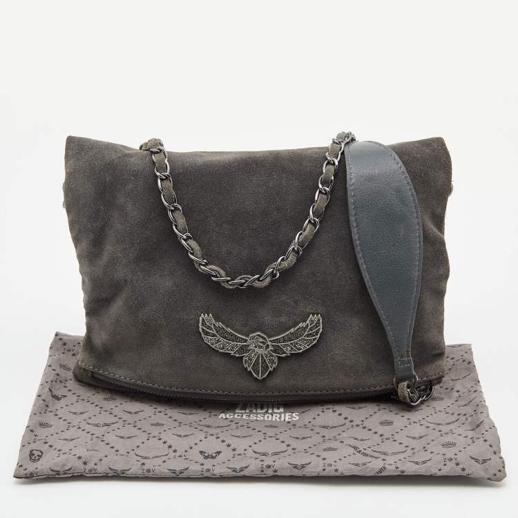 Pre Owned Zadig & Voltaire Grey Suede  Rock Crossbody Bag 