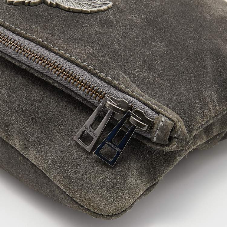 Pre Owned Zadig & Voltaire Grey Suede  Rock Crossbody Bag 