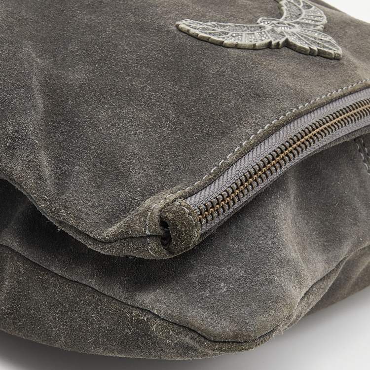 Pre Owned Zadig & Voltaire Grey Suede  Rock Crossbody Bag 