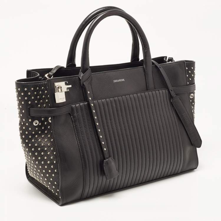 Pre Owned Zadig & Voltaire Black Leather Large Candide Top Handle Bag