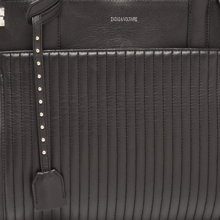 Pre Owned Zadig & Voltaire Black Leather Large Candide Top Handle Bag