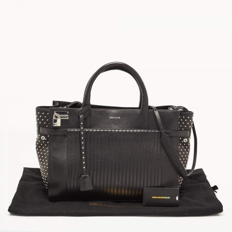 Pre Owned Zadig & Voltaire Black Leather Large Candide Top Handle Bag
