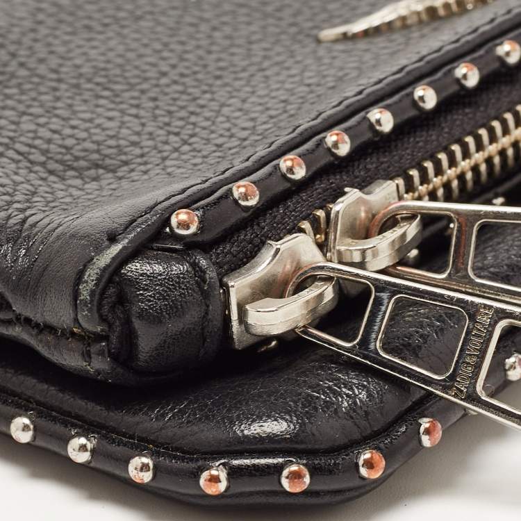 Pre Owned Zadig and Voltaire Black Leather Rock Clutch