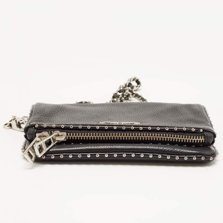 Pre Owned Zadig and Voltaire Black Leather Rock Clutch