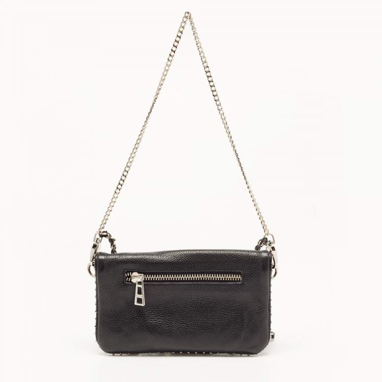 Pre Owned Zadig and Voltaire Black Leather Rock Clutch