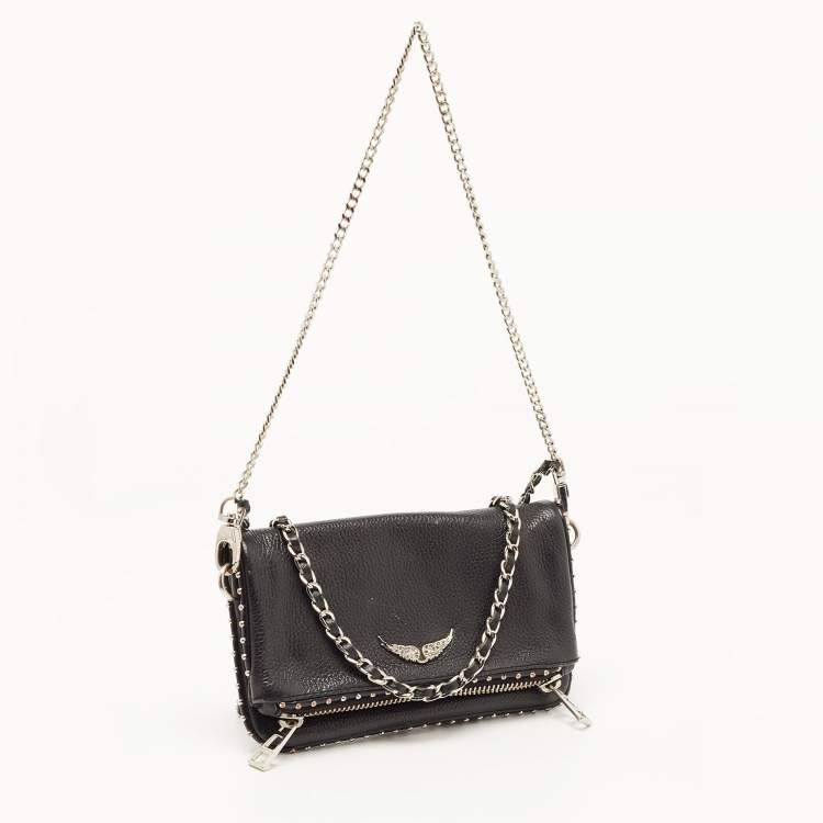 Pre Owned Zadig and Voltaire Black Leather Rock Clutch