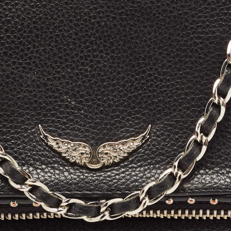 Pre Owned Zadig and Voltaire Black Leather Rock Clutch