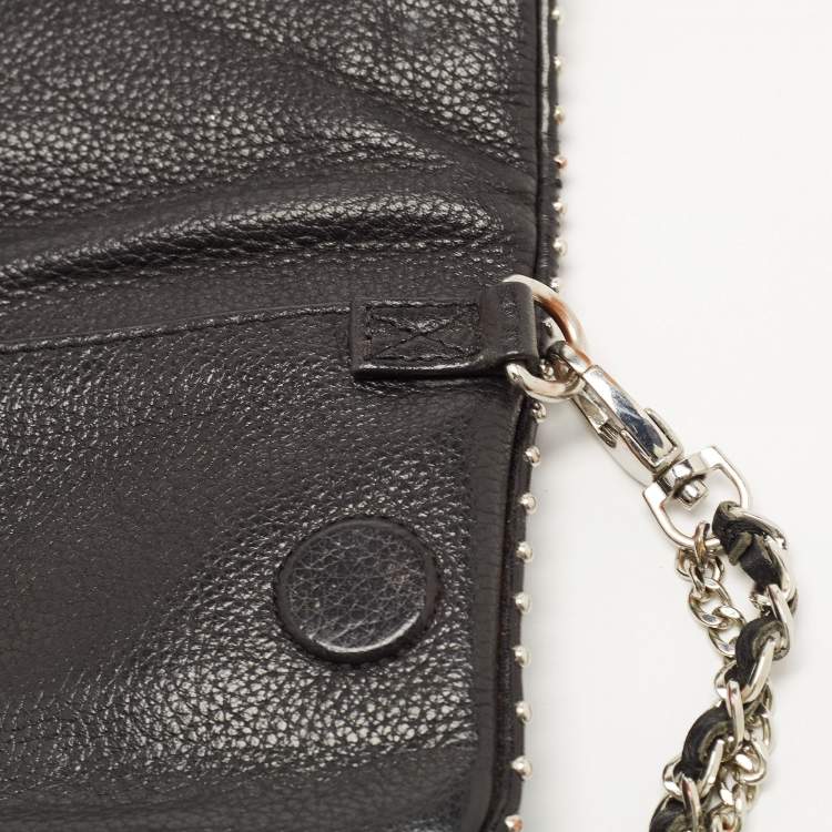 Pre Owned Zadig and Voltaire Black Leather Rock Clutch