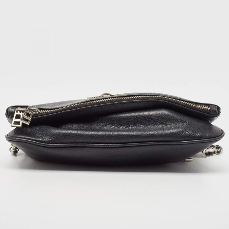 Pre Owned Zadig & Voltaire Black Leather Rock Clutch