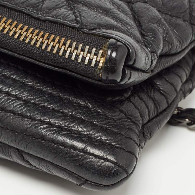Pre Owned Zadig & Voltaire Black Quilted Leather Rocky Foldover Shoulder Bag