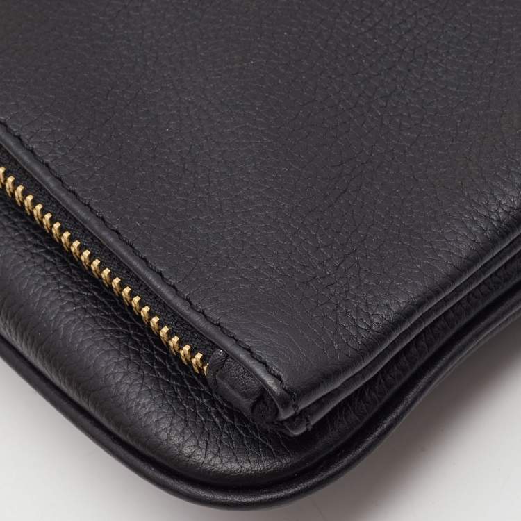 Pre Owned Zadig & Voltaire Black Leather Rock Foldover Crossbody Bag