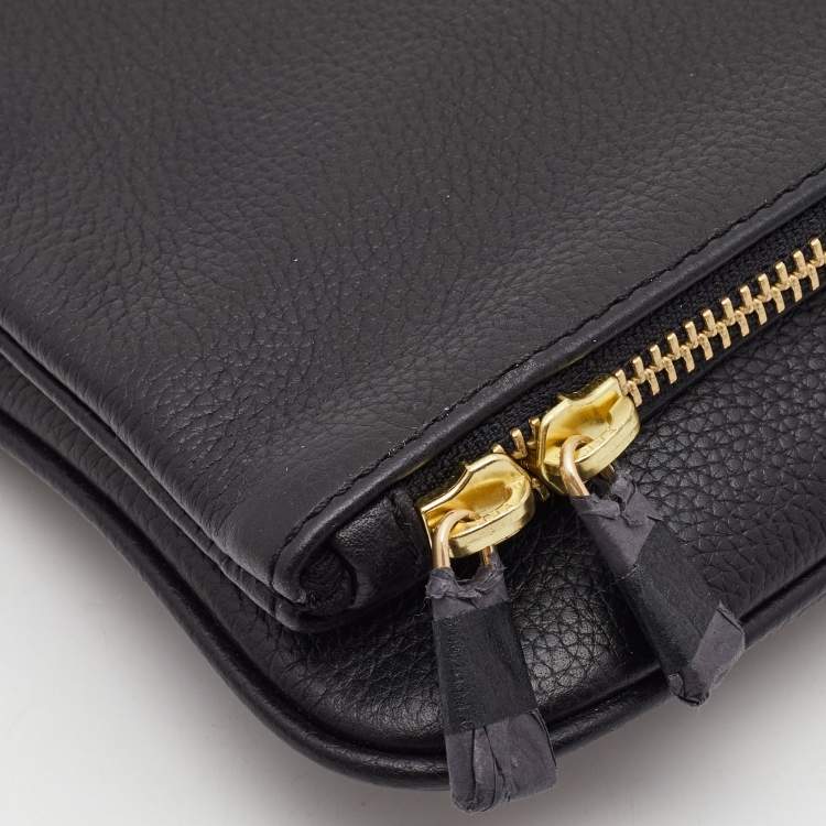 Pre Owned Zadig & Voltaire Black Leather Rock Foldover Crossbody Bag