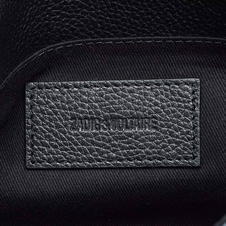 Pre Owned Zadig & Voltaire Black Leather Rock Foldover Crossbody Bag