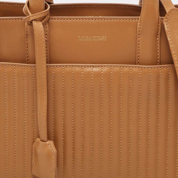 Pre Owned Zadig and Voltaire Cognac Leather Medium Candide Top Handle Bag