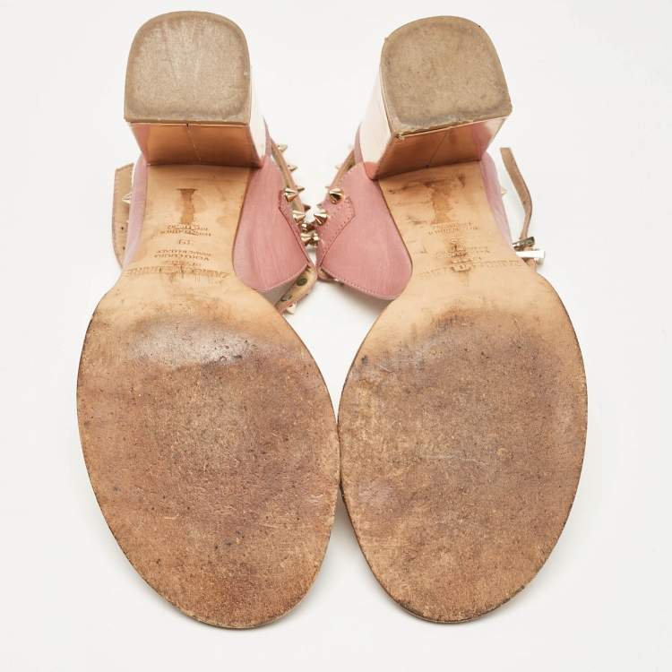 Pre Owned Zadig & Voltaire Metallic/Pink Leather Ankle Strap Sandals Size 39