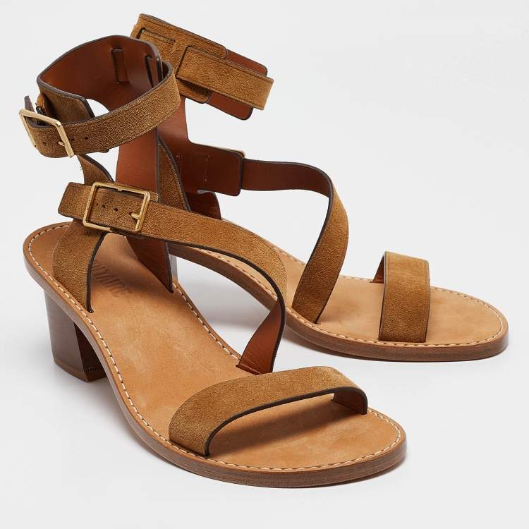 Pre Owned Zadig & Voltaire Brown Leather Cecilia Caprese Sandals Size 41
