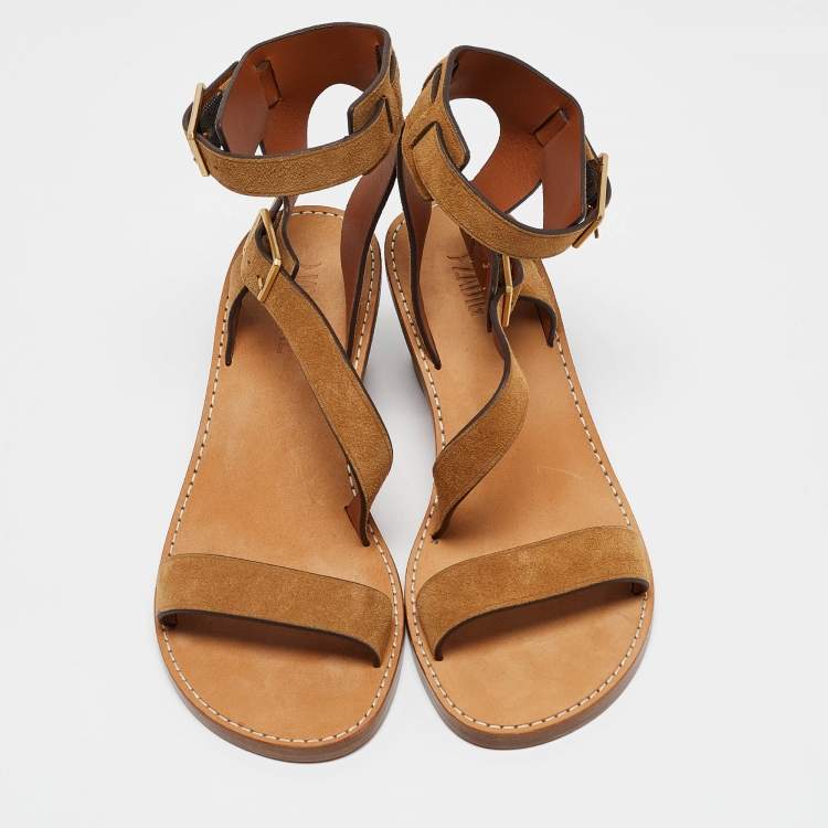 Pre Owned Zadig & Voltaire Brown Leather Cecilia Caprese Sandals Size 41
