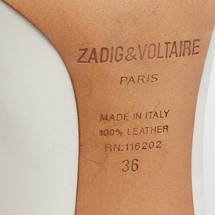 Pre Owned Zadig & Voltaire White Leather Ankle Length Boots Size 36