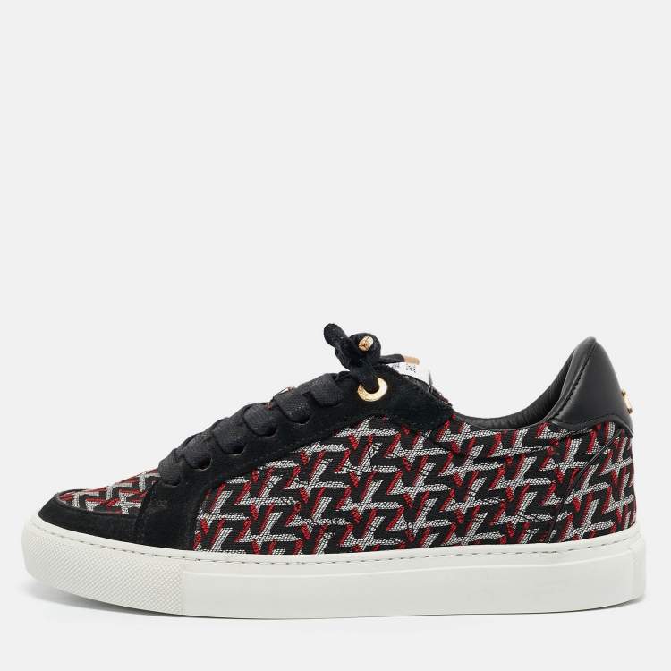 Pre Owned Zadig & Voltaire Black/Burgundy Leather and Suede Low Top Sneakers Size 37