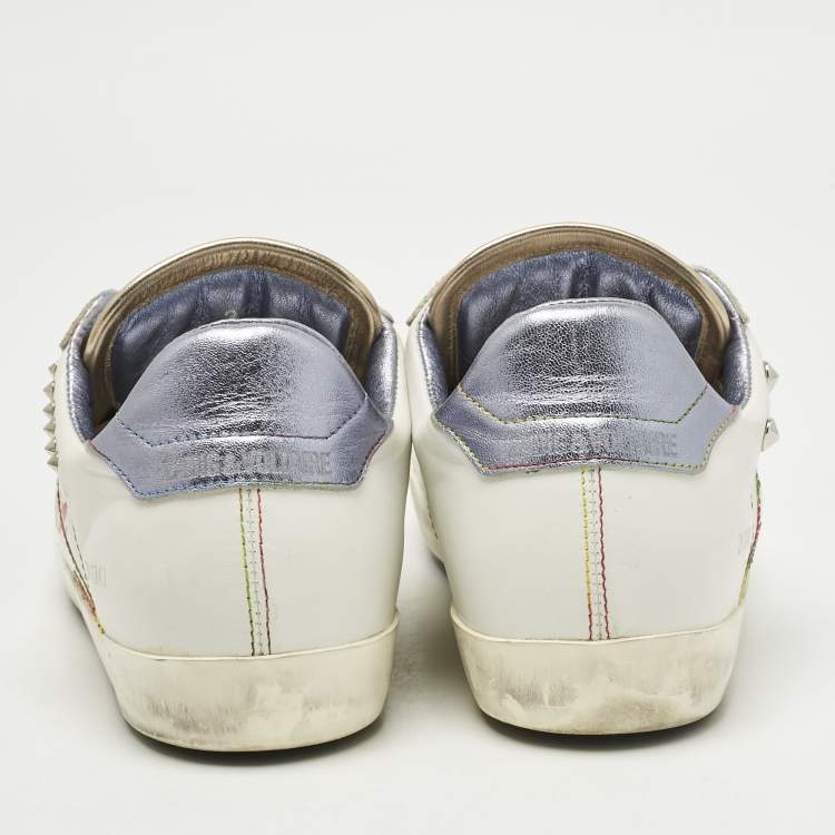Pre Owned Zadig and Voltaire White Leather Studded Low Top Sneakers Size 39