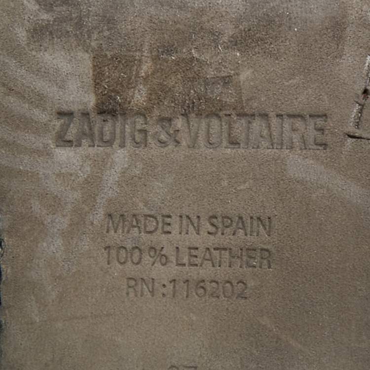 Pre Owned Zadig & Voltaire Teddy Size 37 Black/Grey Suede Ankle Length Boots