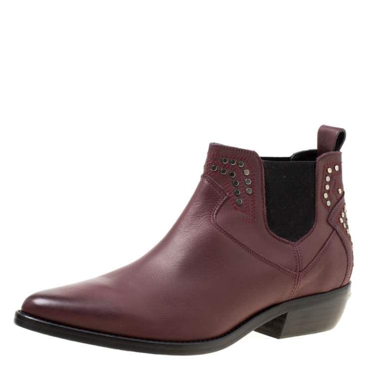 burgundy ankle boots leather