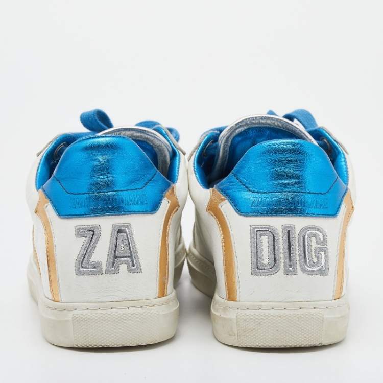 Pre Owned Zadig&Voltaire Multicolor Leather And Suede Studded Low Top Sneakers Size 40
