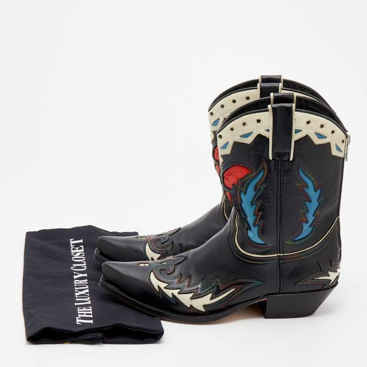 Pre Owned Zadig & Voltaire Multicolor Leather Sierra Ankle Boots Size 38