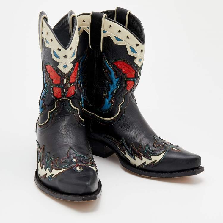 Pre Owned Zadig & Voltaire Multicolor Leather Sierra Ankle Boots Size 38