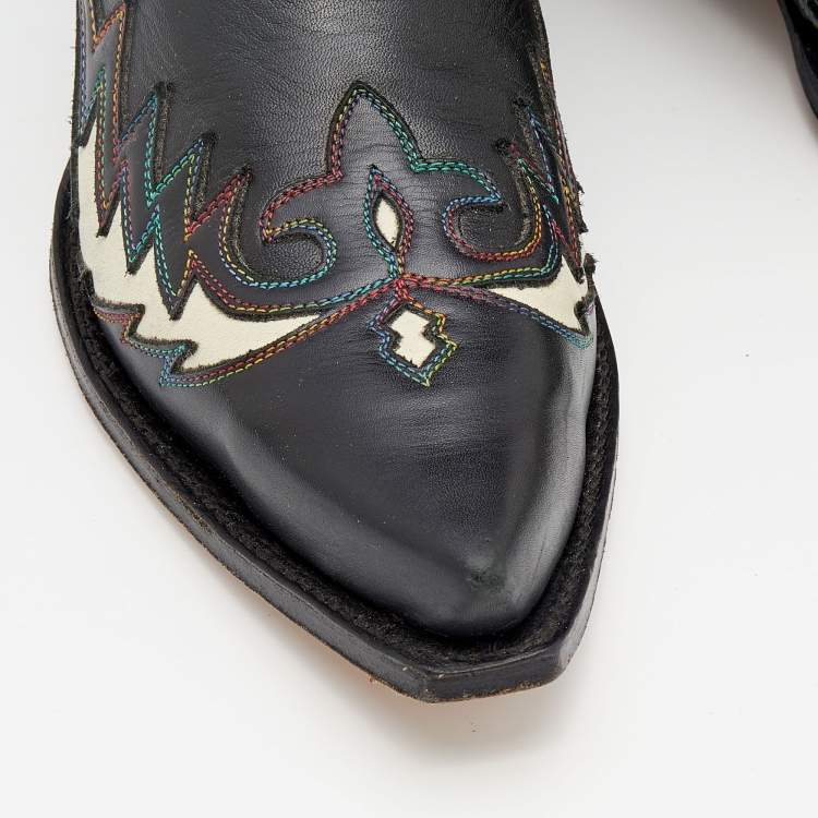 Pre Owned Zadig & Voltaire Multicolor Leather Sierra Ankle Boots Size 38