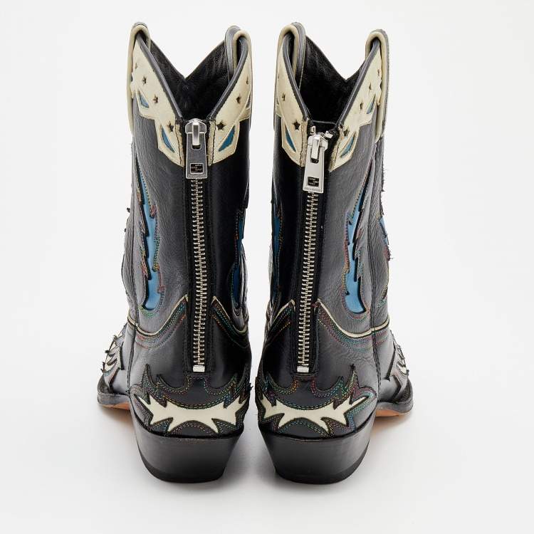 Pre Owned Zadig & Voltaire Multicolor Leather Sierra Ankle Boots Size 38