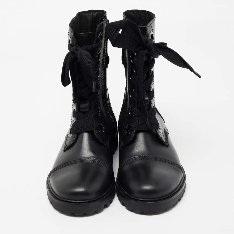 Pre Owned Zadig & Voltaire Black Leather Combat Boots Size 39